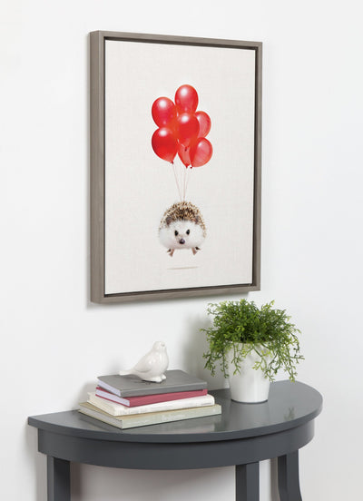 Sylvie Hedgehog Balloons Framed Canvas By Amy Peterson by kateandlaurel - product image 5 for Resin Society