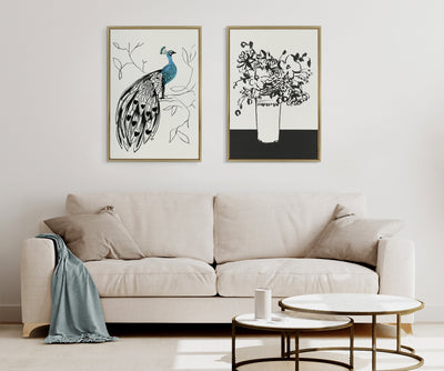 Sylvie 1043 Black and White Vase Framed Canvas by Teju Reval of by kateandlaurel - product image 5 for Resin Society