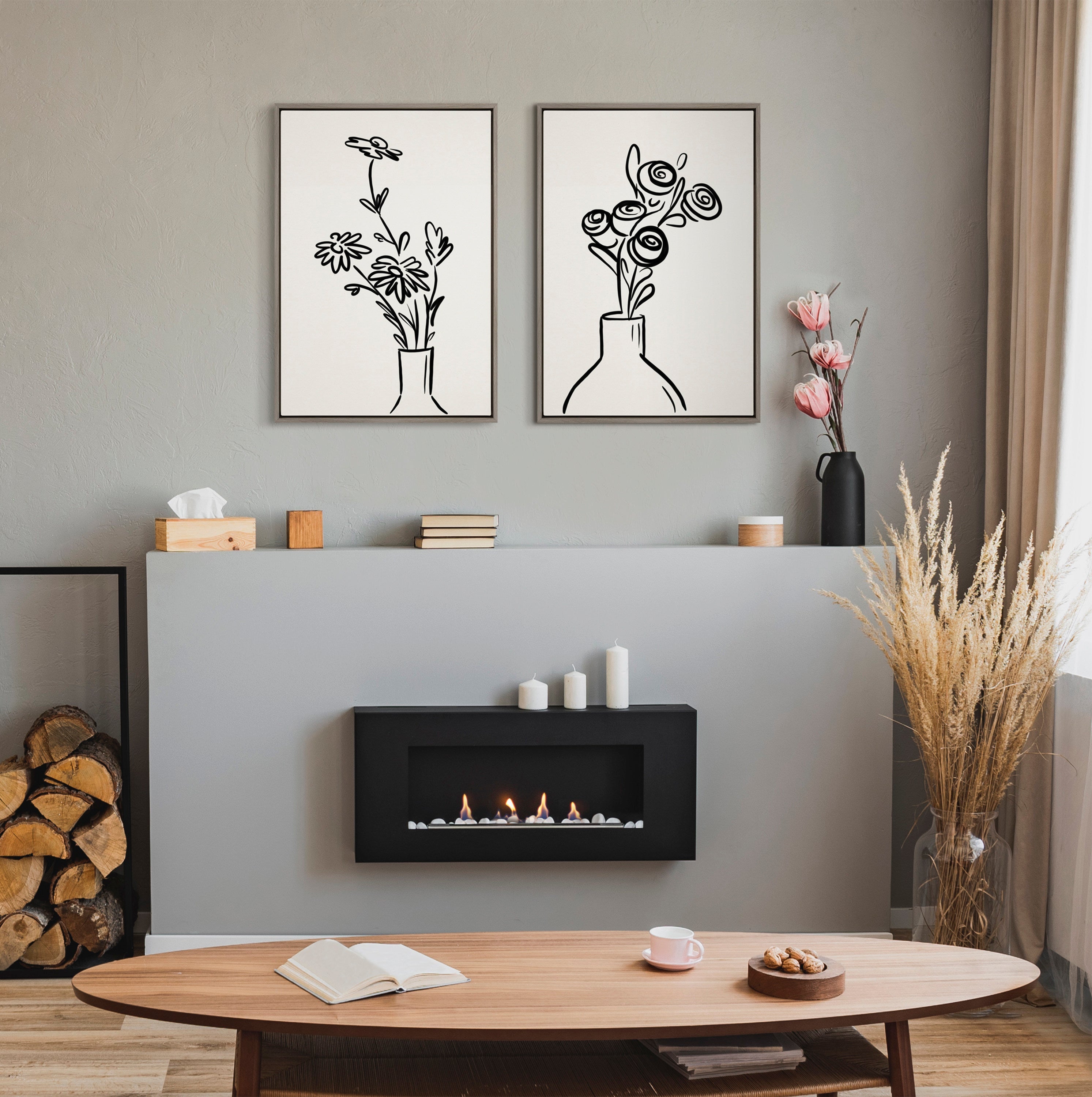 Sylvie Still Life Flowers in Vase Framed Canvas Set by The Creative by kateandlaurel - product image 5 for Resin Society