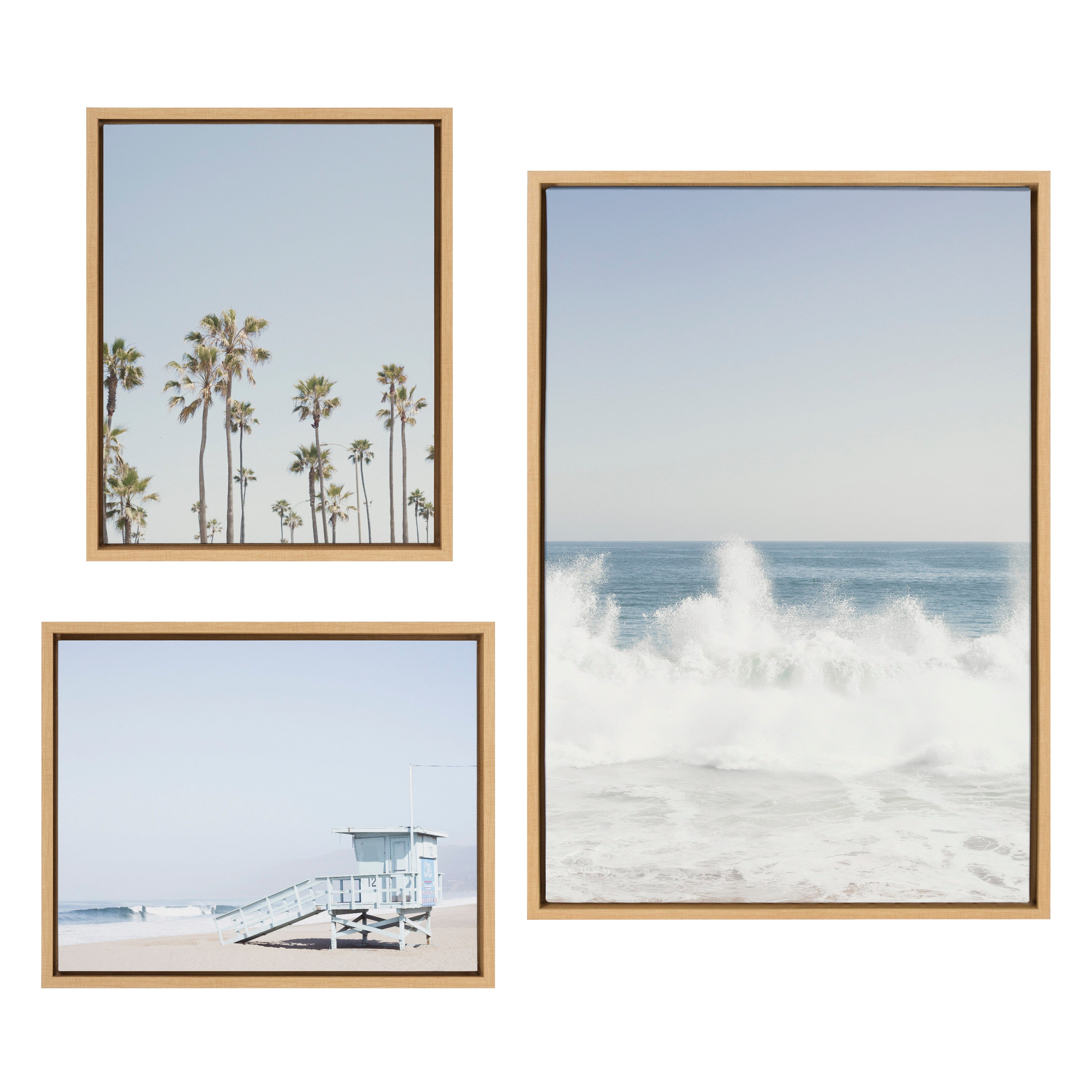 Sylvie Waves Crashing Framed Canvas Set by Caroline Mint by kateandlaurel - product image 8 for Resin Society