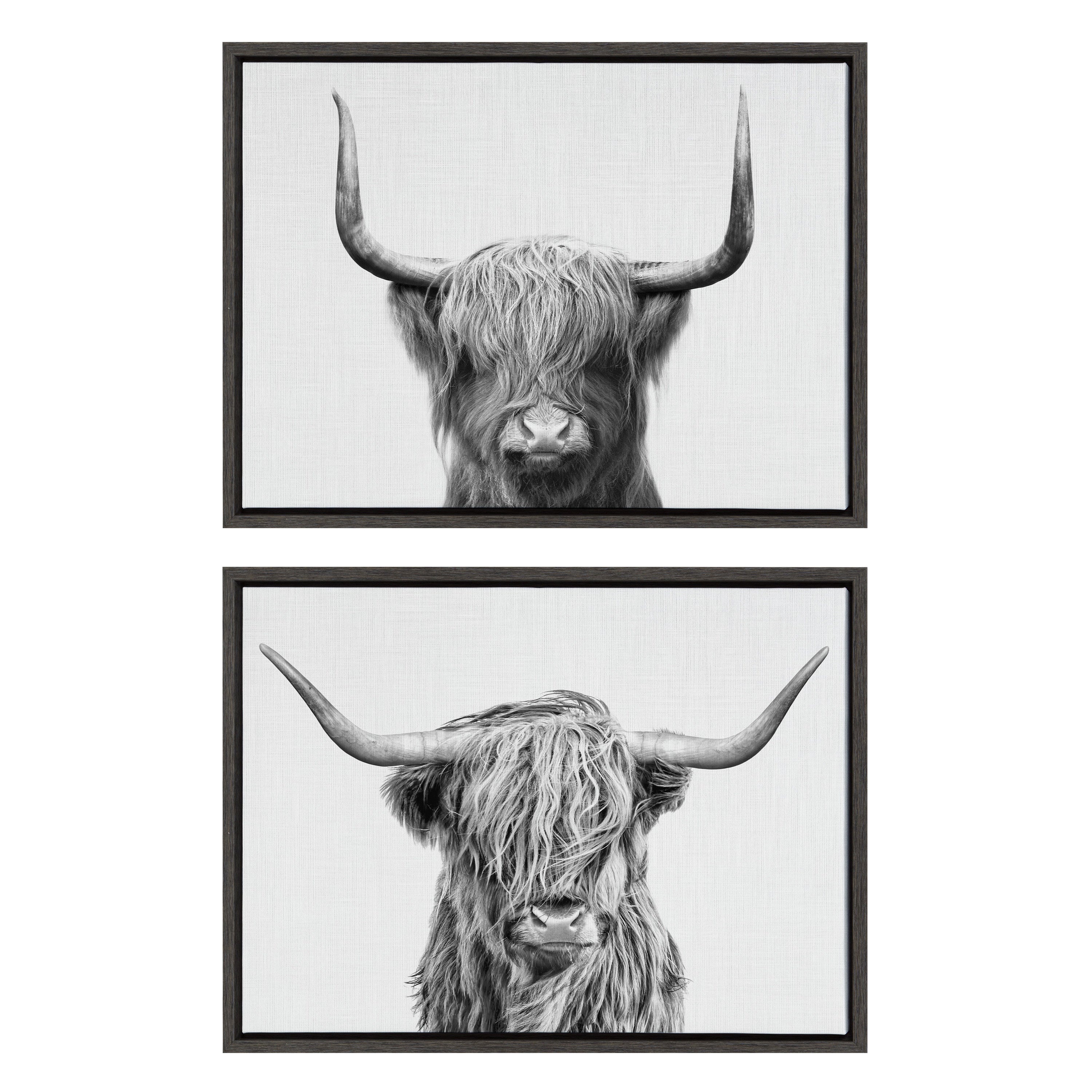 Sylvie Highland and Highland Cow 2 Framed Canvas by kateandlaurel - product image 2 for Resin Society