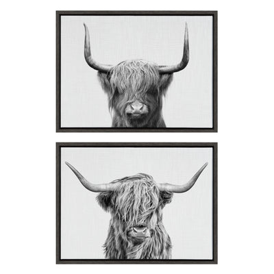 Sylvie Highland and Highland Cow 2 Framed Canvas by kateandlaurel - product image 2 for Resin Society