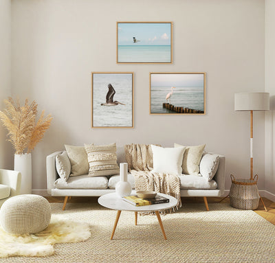 Sylvie Great White Heron Isla Holbox Framed Canvas by Crystal Lynn Collins