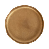 Round plant stand top with metallic bronze finish and subtle textured surface, featuring a slightly uneven edge for an organic look.