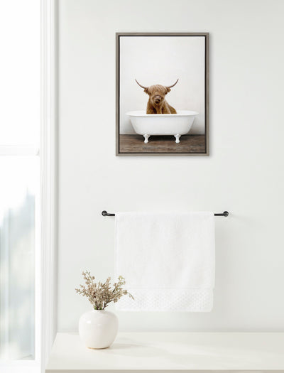 Sylvie Highland Cow in Tub Color Framed Canvas
