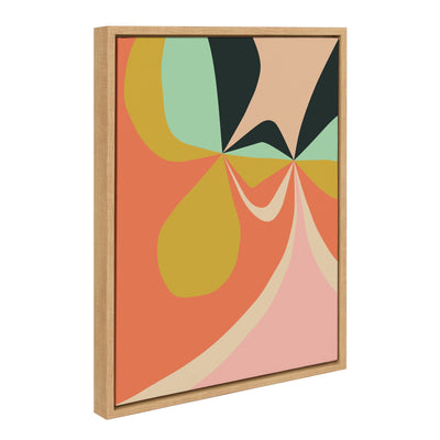 Sylvie Retro Floral 4 framed canvas art featuring retro-inspired flower motifs in a modern polystyrene frame