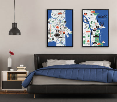 Sylvie Chicago Illustration Framed Canvas by kateandlaurel - product image 11 for Resin Society