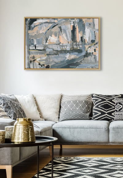 Sylvie Harbor Nights Framed Canvas by Leah Nadeau by kateandlaurel - product image 4 for Resin Society