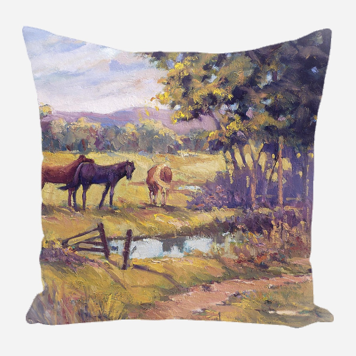 Horses by the Pond Pillow by John Beard Collection - main product image for Resin Society