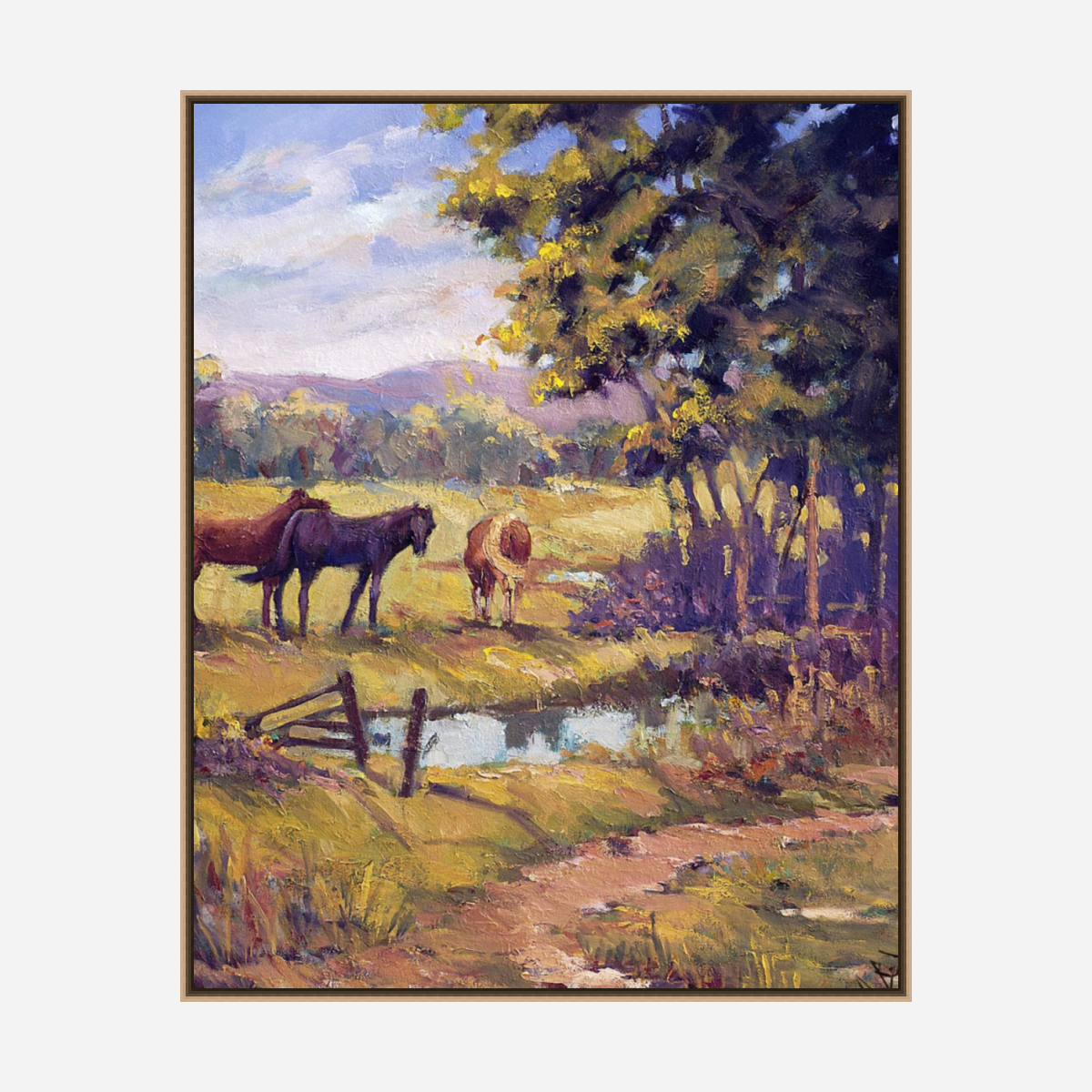 Horses by the Ponds Artist Enhanced Canvas Print by John Beard Collection - product image 8 for Resin Society