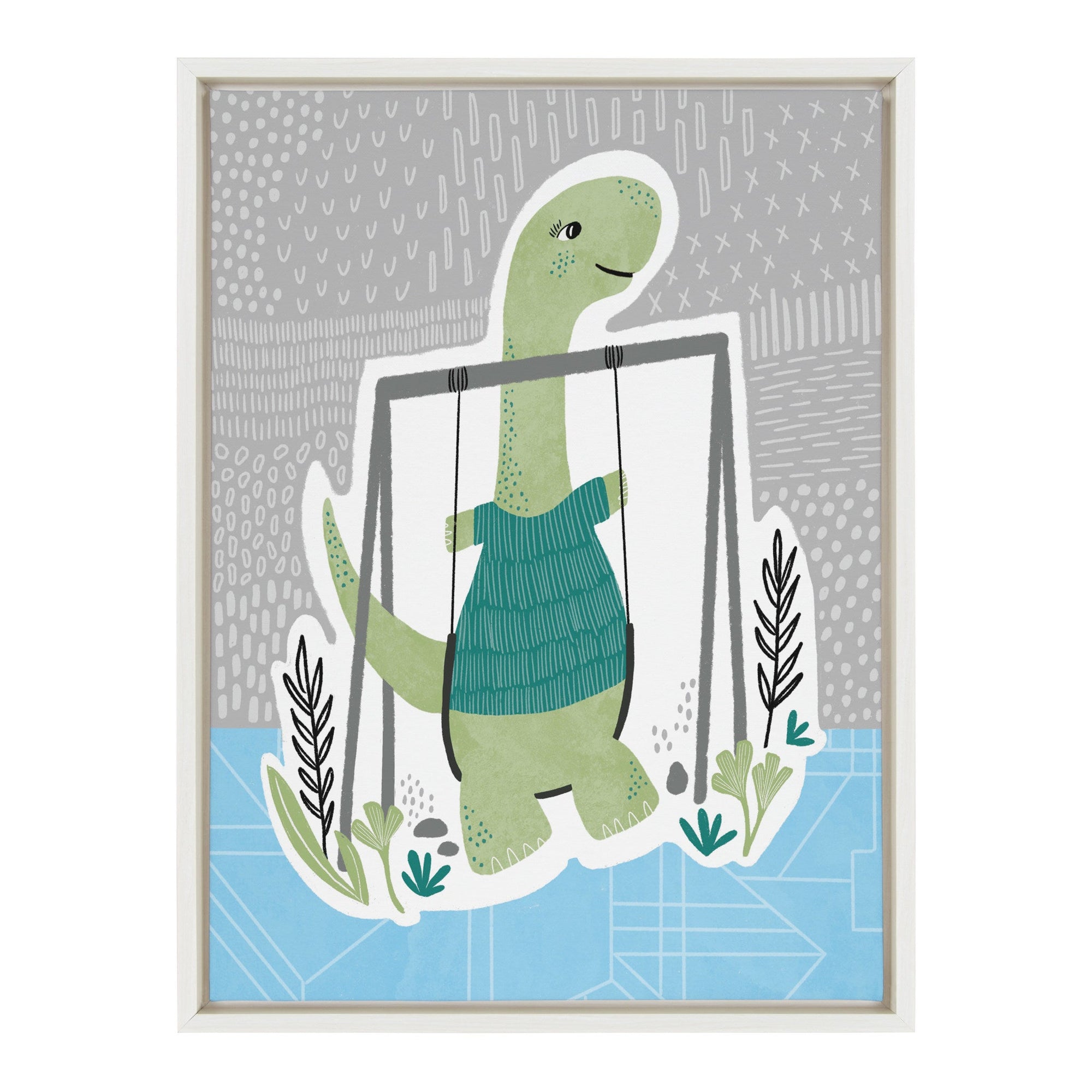 Sylvie Dino at the Park 2 Framed Canvas by Molly Fabiano, White 18x24 by kateandlaurel - main product image for Resin Society