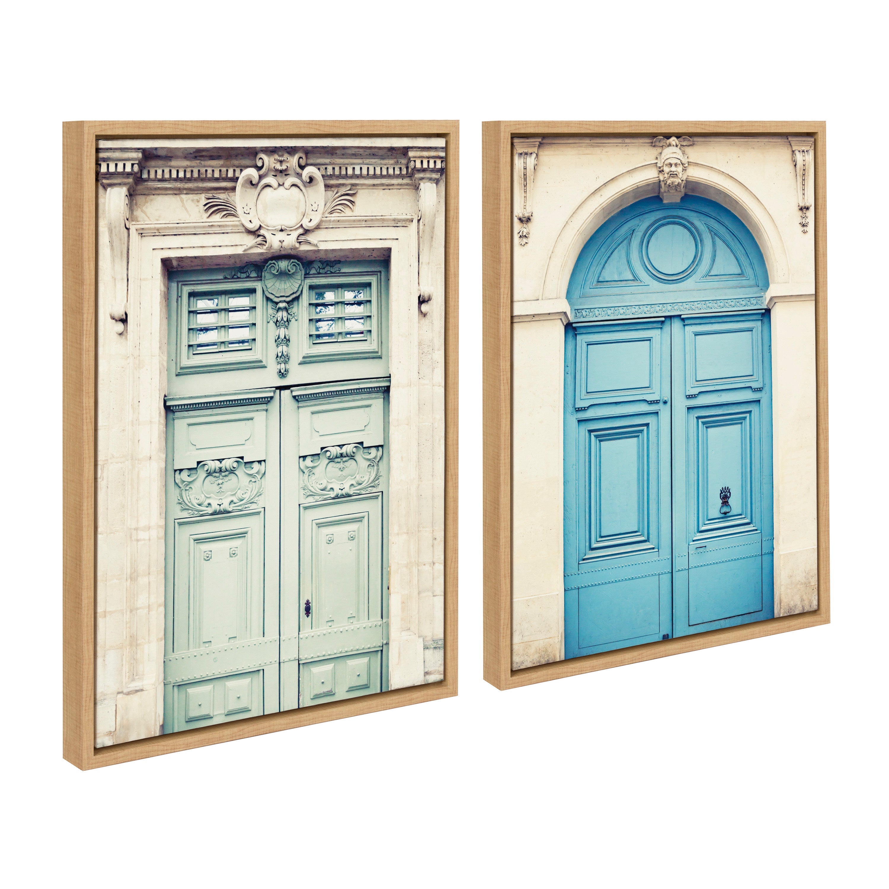Sylvie Classic Parisian Door and Blue Paris Door Framed Canvas Art Set by Caroline Mint