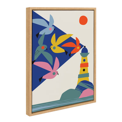 Sylvie Lighthouse Birds Framed Canvas by kateandlaurel - product image 2 for Resin Society