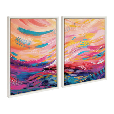 Sylvie Brush Strokes 90 Framed Canvas Set by kateandlaurel - product image 2 for Resin Society