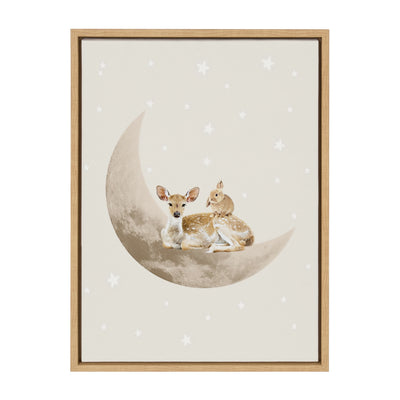 Sylvie On the Moon Framed Canvas by July Art Prints