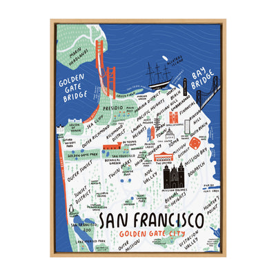 Sylvie San Francisco Illustration Framed Canvas by kateandlaurel - product image 8 for Resin Society