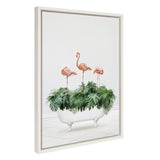 Sylvie 3 Flamingos In Vintage Bathtub Framed Canvas by kateandlaurel - main product image for Resin Society
