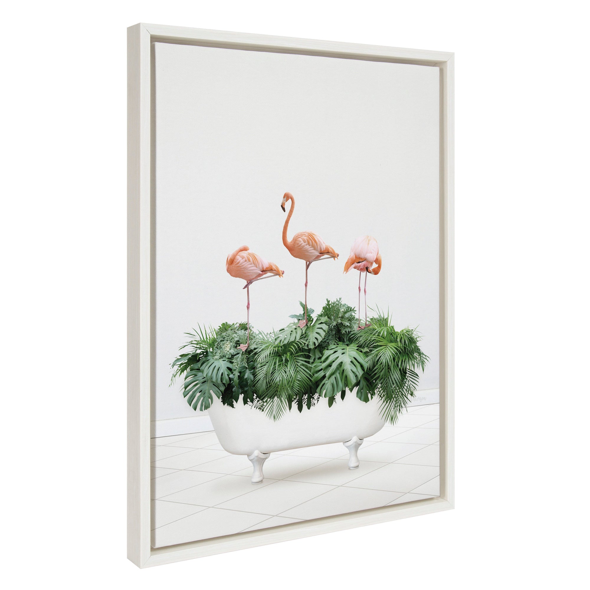 Sylvie 3 Flamingos In Vintage Bathtub Framed Canvas by kateandlaurel - product image 7 for Resin Society