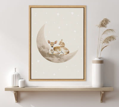 Sylvie On the Moon Framed Canvas by July Art Prints
