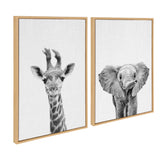 Sylvie Baby Giraffe and Elephant Framed Canvas Art Set by Simon Te of by kateandlaurel - product image 11 for Resin Society