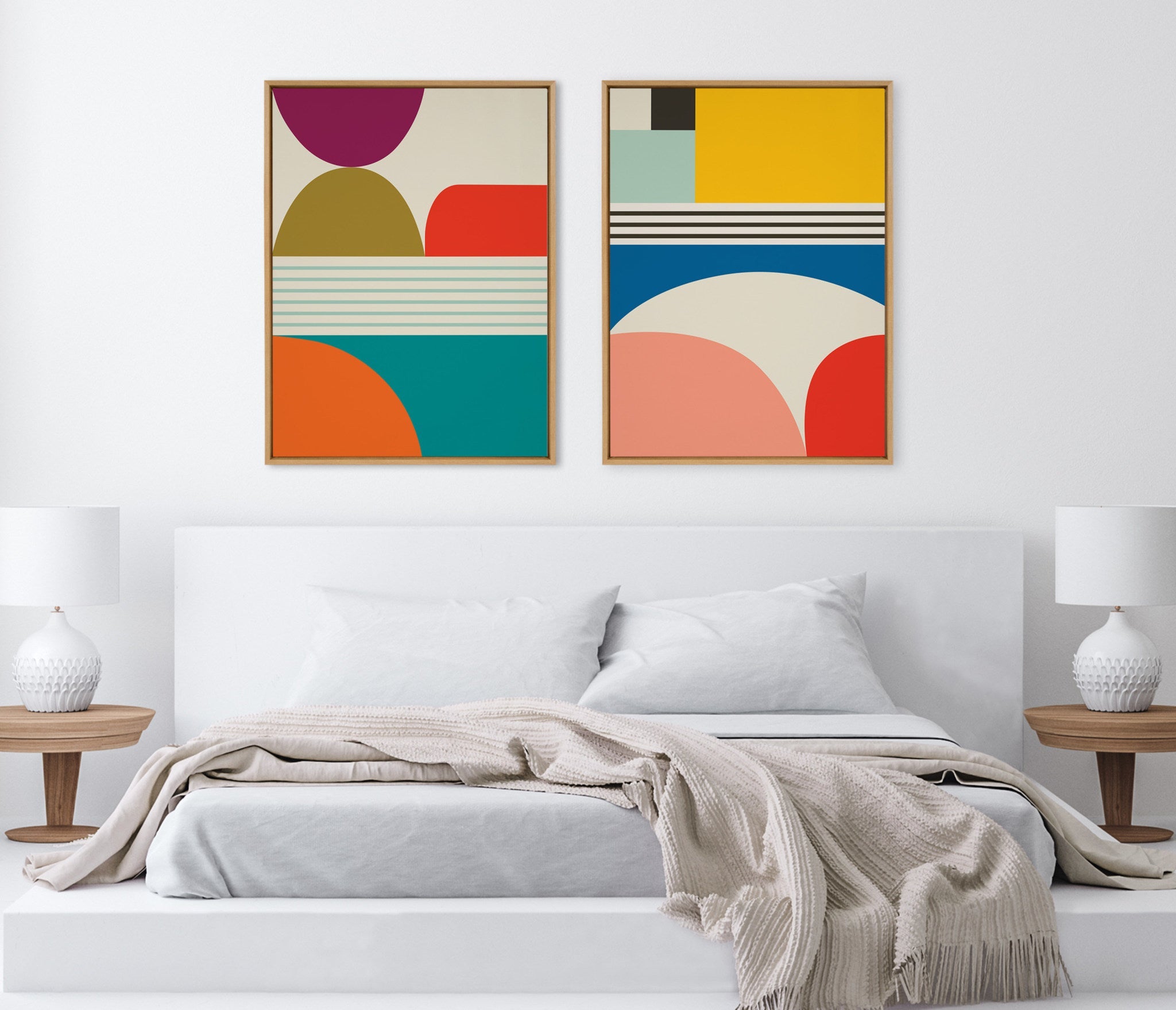 Sylvie Mid Century Modern Patterns Framed Canvas Art Set by Rachel Lee of My Dream Wall
