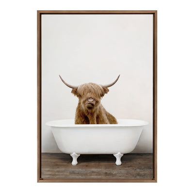 Sylvie Highland Cow in Tub Color Framed Canvas by kateandlaurel - product image 8 for Resin Society