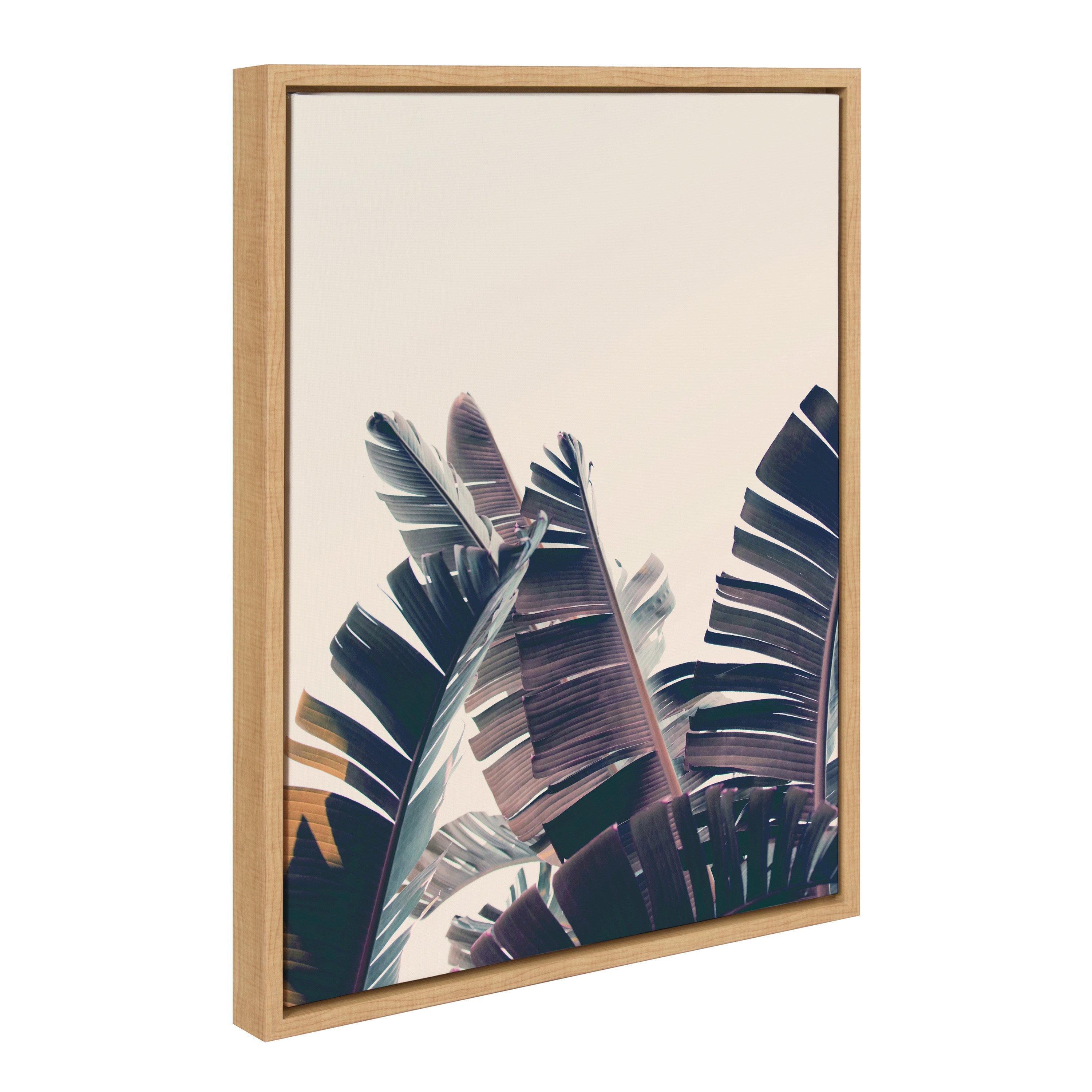 Sylvie Fahrenheit Framed Canvas by Alicia Bock showing beachy palm trees in natural tones
