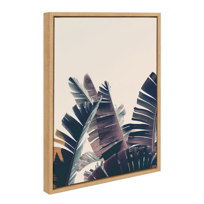 Sylvie Fahrenheit Framed Canvas by Alicia Bock showing beachy palm trees in natural tones
