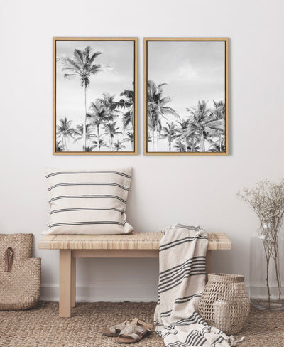 Sylvie Coastal Coconut Palm Tree Beach BW Framed Canvas Set by The by kateandlaurel - product image 7 for Resin Society