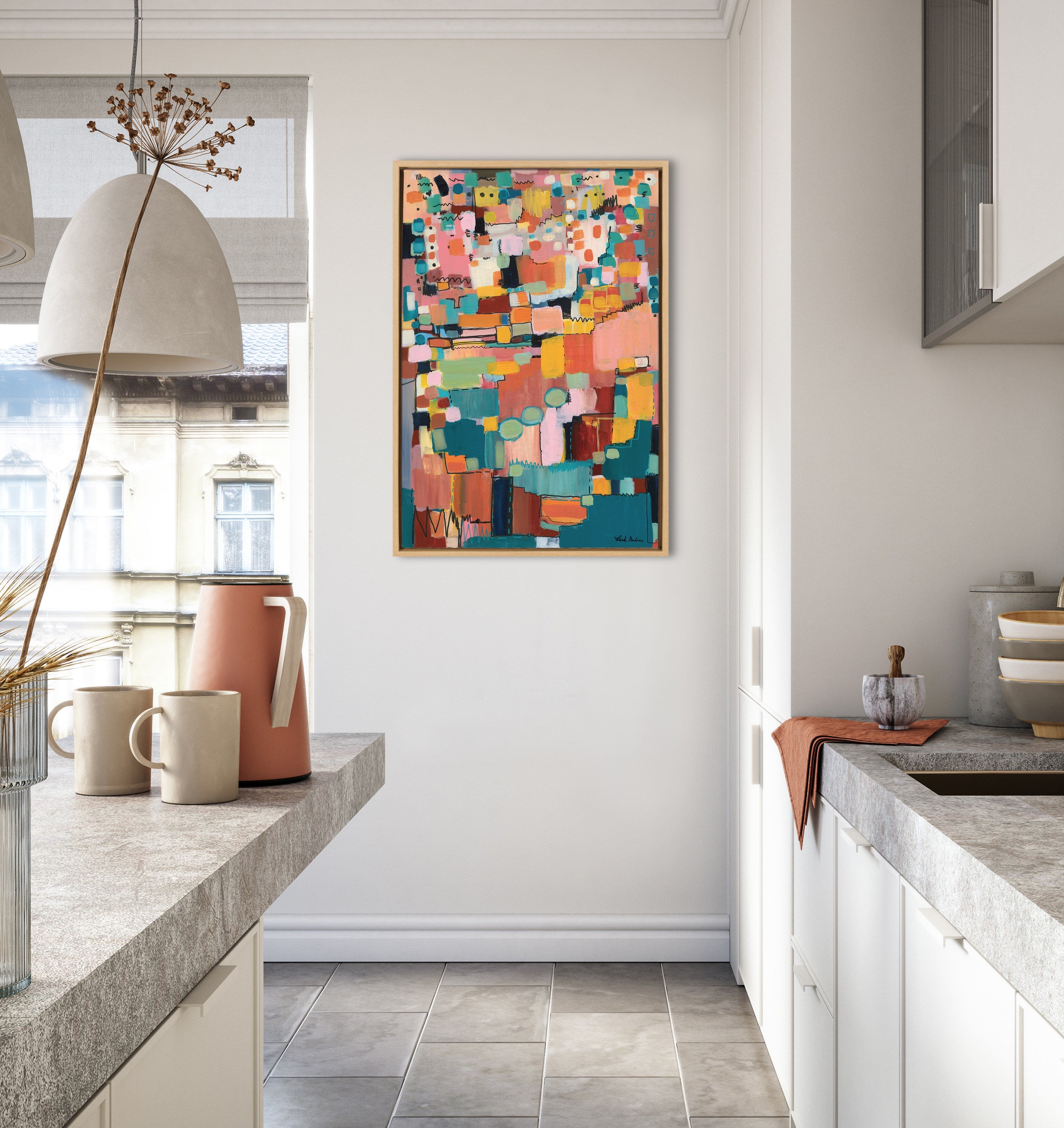 Sylvie Sunset Fiesta Framed Canvas by Leah Nadeau by kateandlaurel - product image 5 for Resin Society