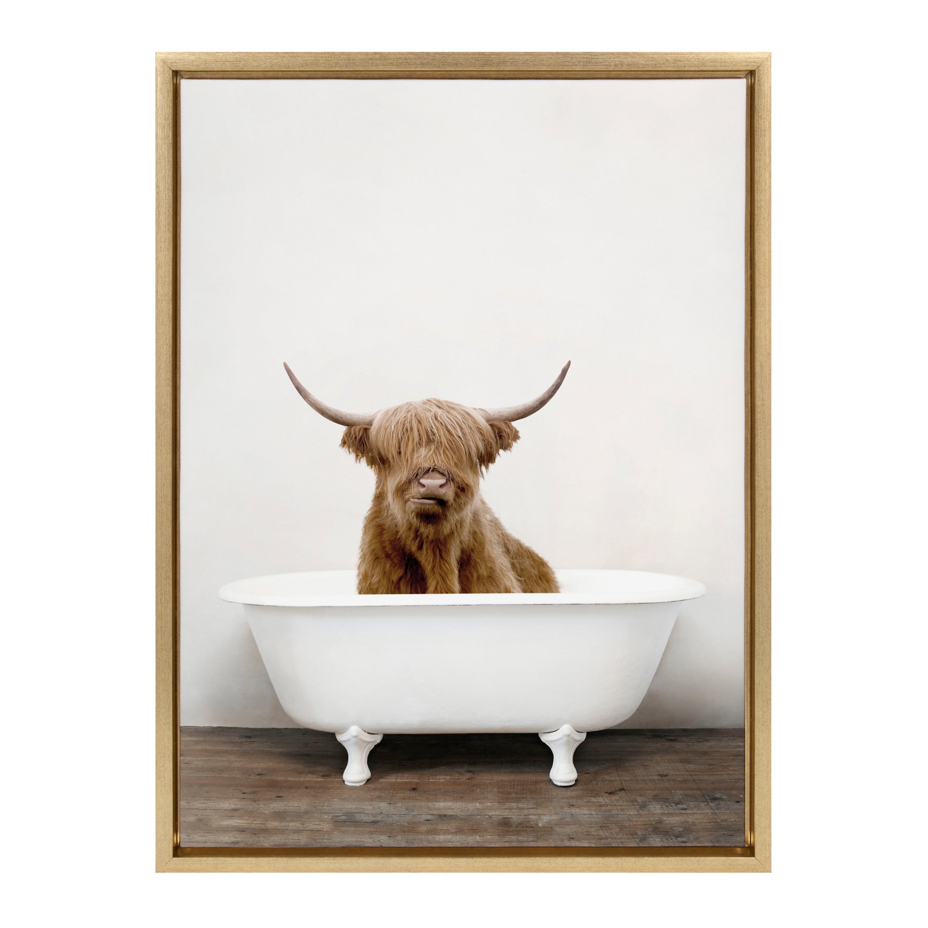 Sylvie Highland Cow in Tub Color Framed Canvas