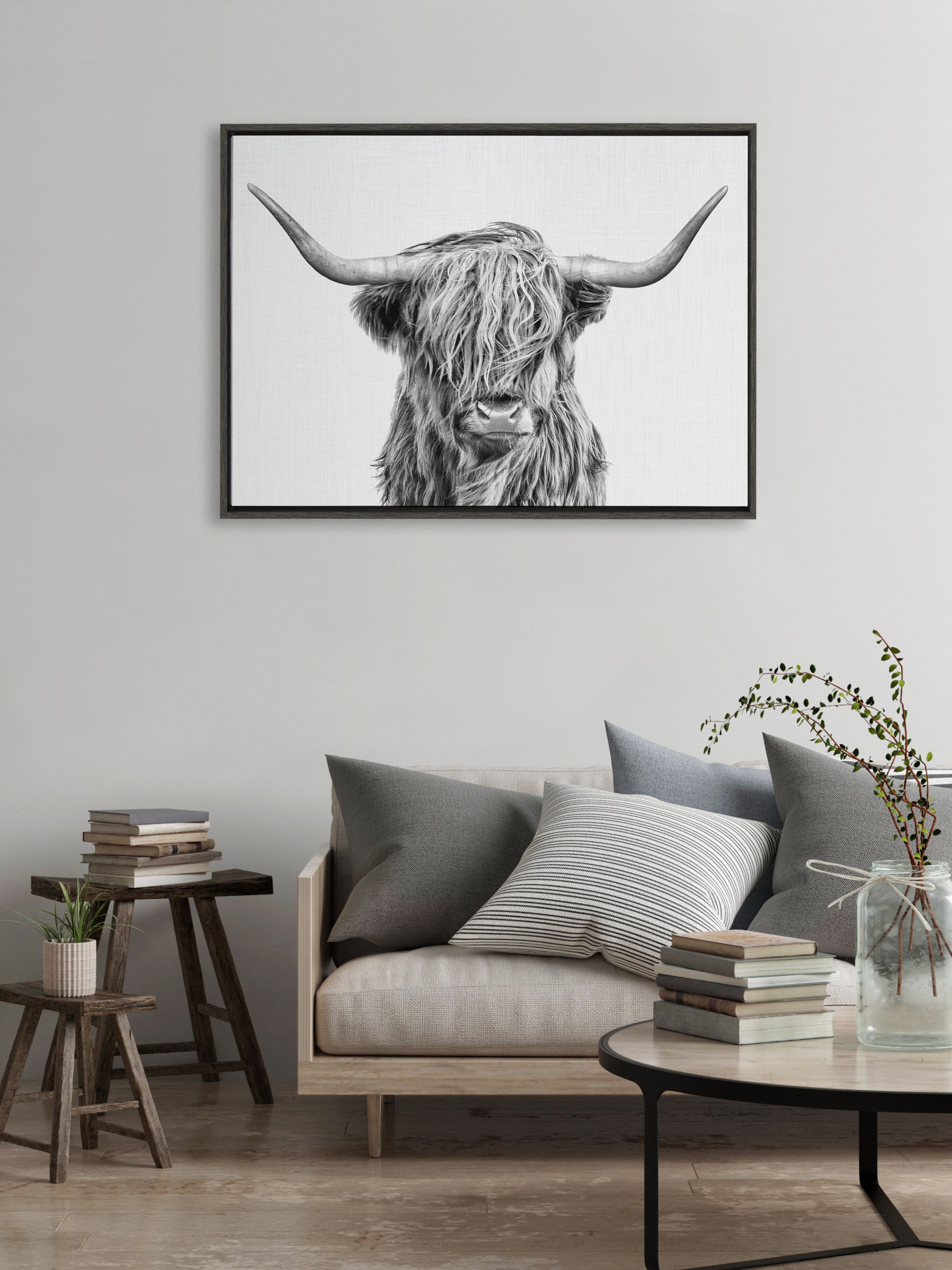 Sylvie Highland Cow 2 Framed Canvas by kateandlaurel - product image 17 for Resin Society