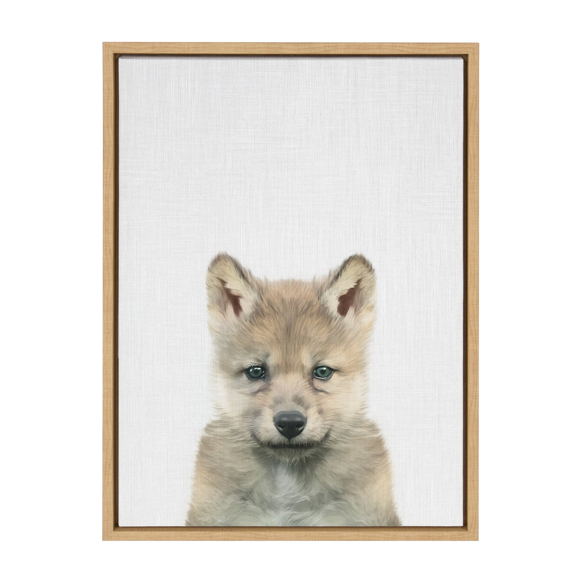 Sylvie Baby Wolf Color Illustration Framed Canvas by kateandlaurel - product image 2 for Resin Society