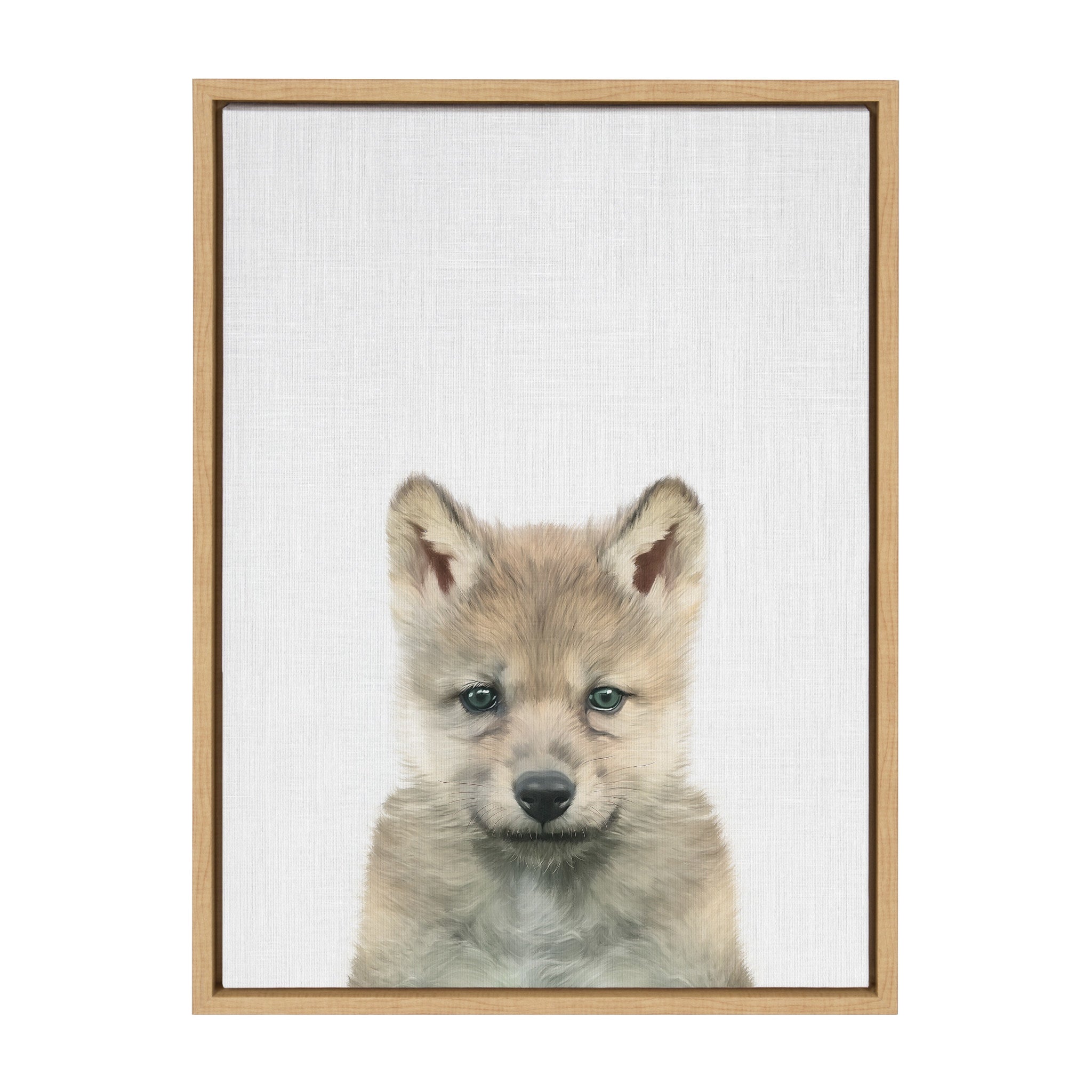 Sylvie Baby Wolf Color Illustration Framed Canvas by kateandlaurel - product image 2 for Resin Society