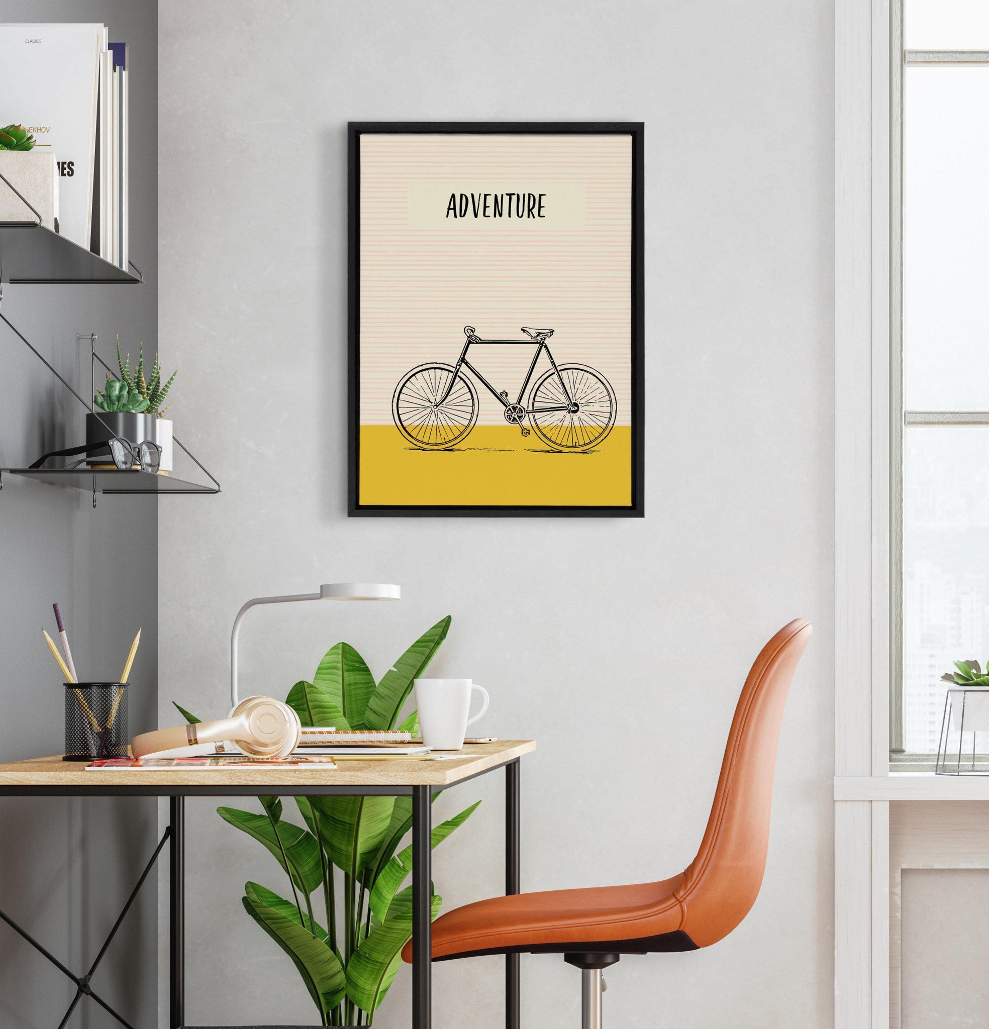 Sylvie Bike Yellow Adventure Framed Canvas by kateandlaurel - product image 7 for Resin Society