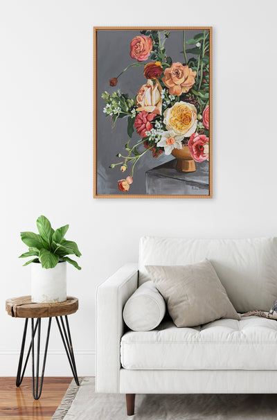 Sylvie Beaded Floral Emergence Framed Canvas by Mackenzie Nelson