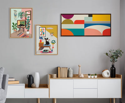 Sylvie Mid Century Modern Pattern Framed Canvas by kateandlaurel - product image 11 for Resin Society