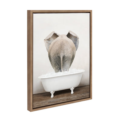 Sylvie Elephant Back in Rustic Bath Framed Canvas by kateandlaurel - main product image for Resin Society