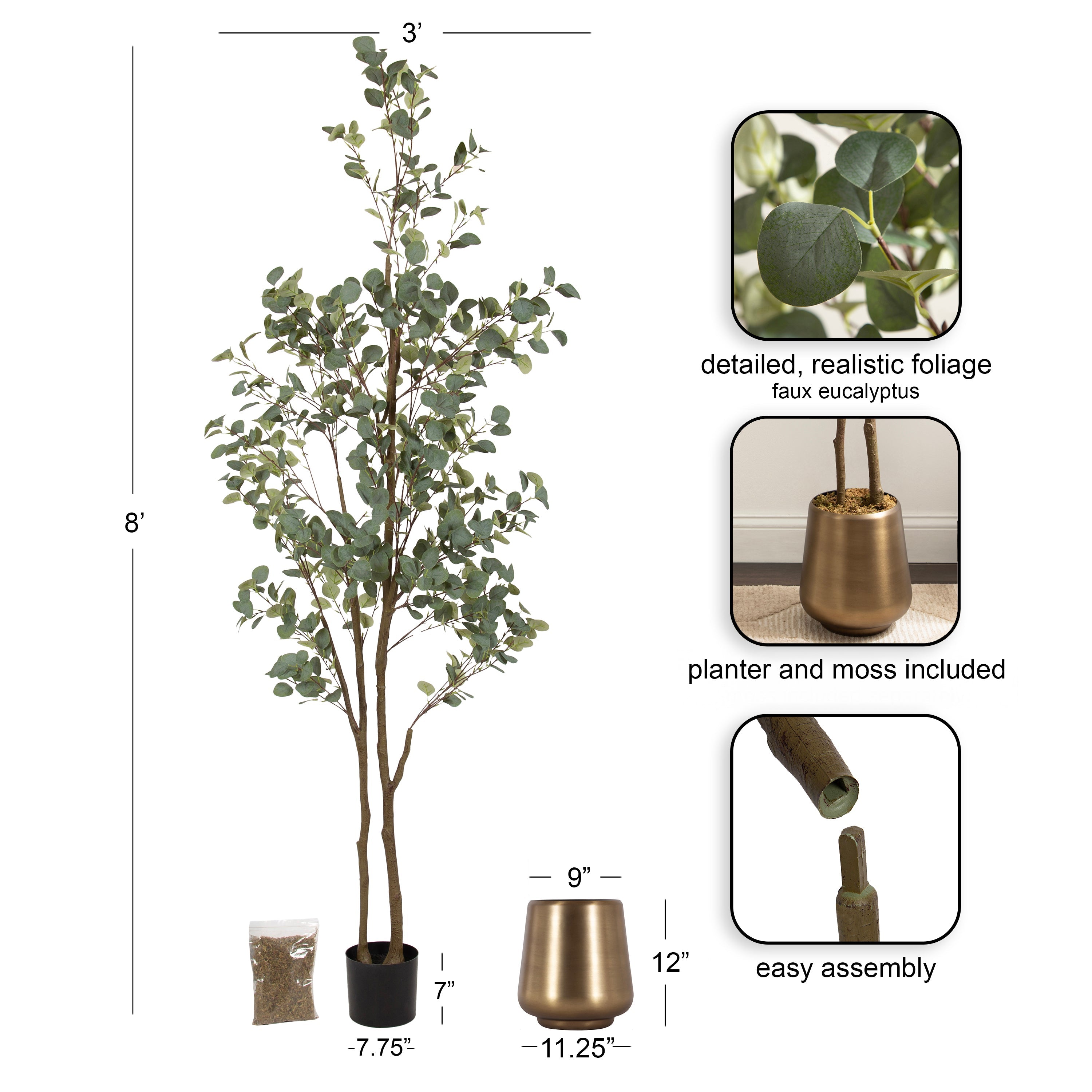 Eudora Faux Eucalyptus Tree - Kate and Laurel