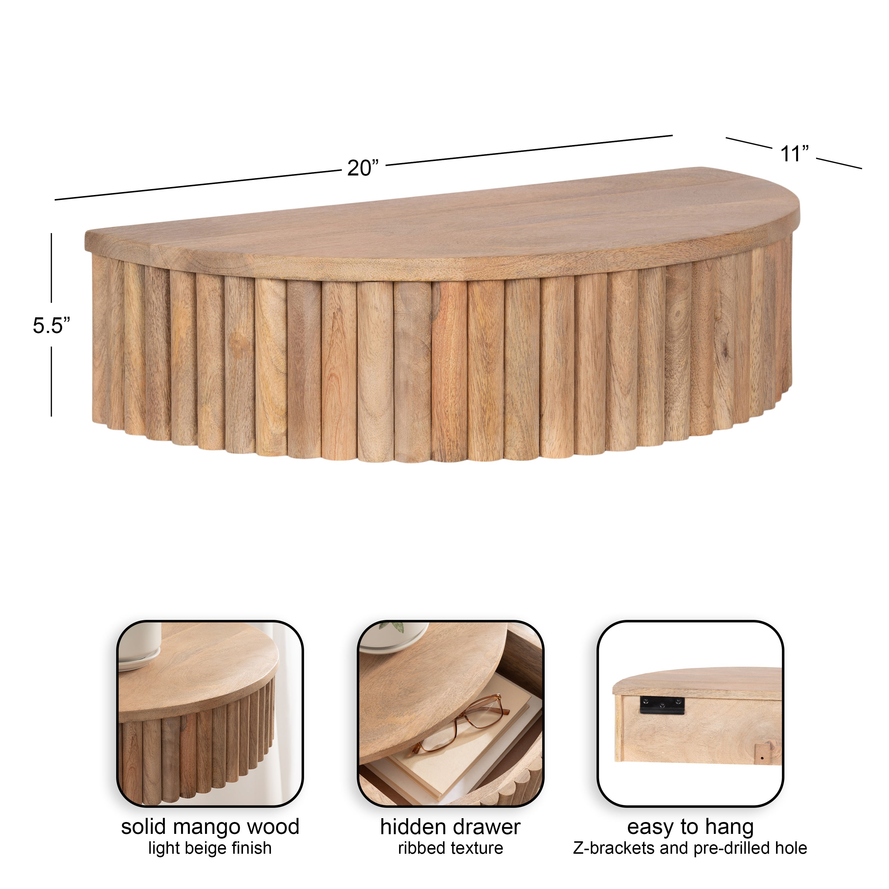 Reid Ribbed Floating Side Table