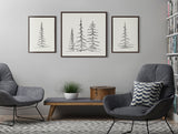 Sylvie Minimalist Evergreen Trees Sketch Framed Canvas