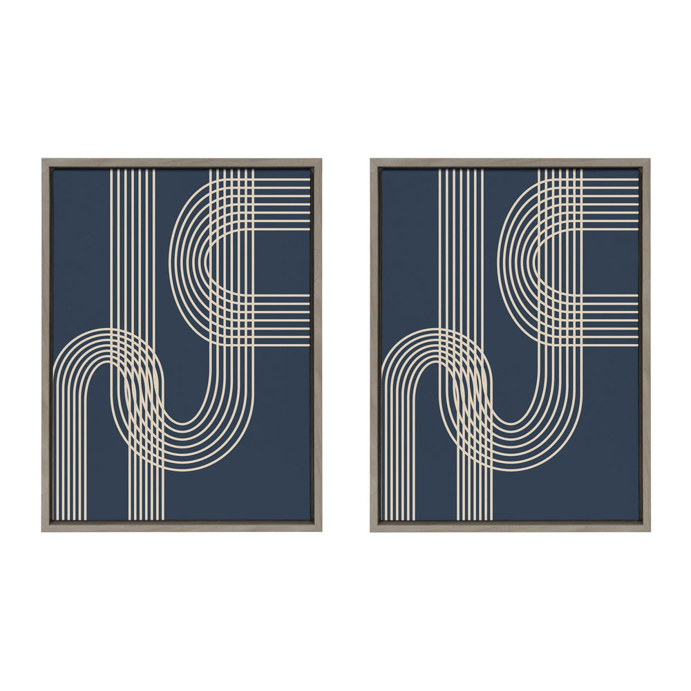 Sylvie Lines in Blue Framed Canvas Set by kateandlaurel - main product image for Resin Society