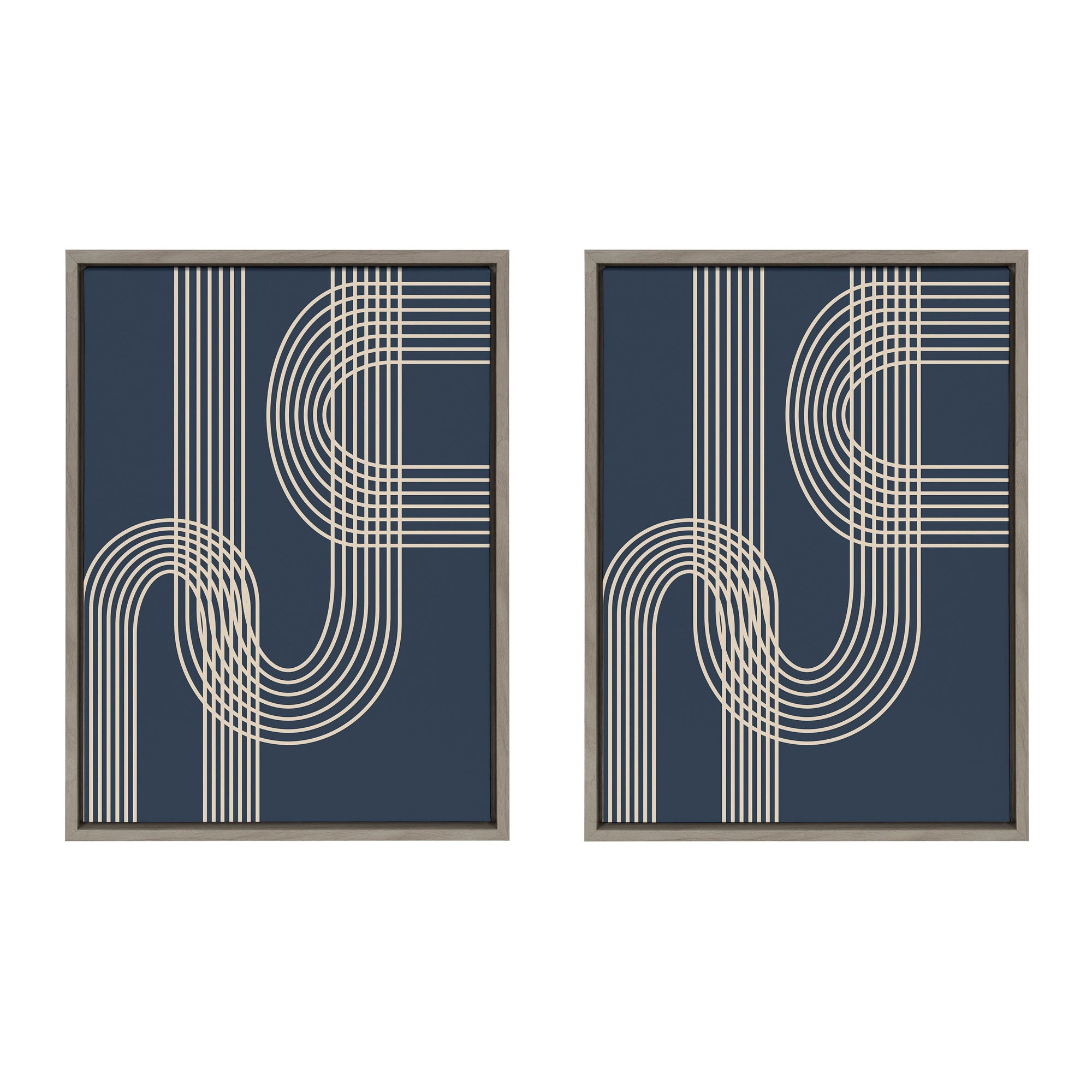 Sylvie Lines in Blue Framed Canvas Set by kateandlaurel - product image 9 for Resin Society