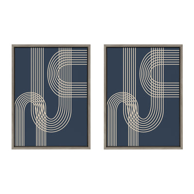 Sylvie Lines in Blue Framed Canvas Set by kateandlaurel - product image 9 for Resin Society