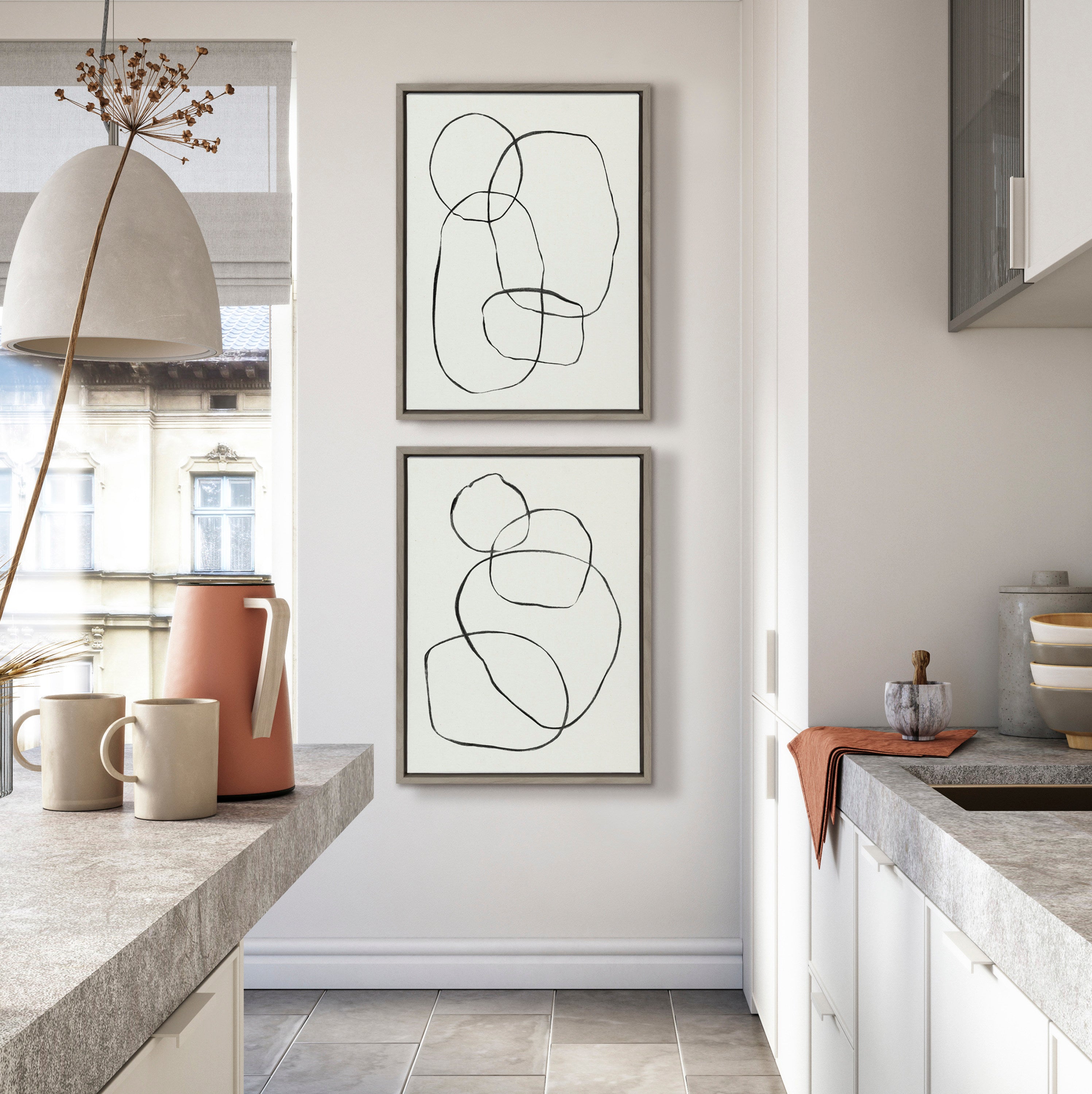 Sylvie Going in Circles Framed Textured Canvas Set