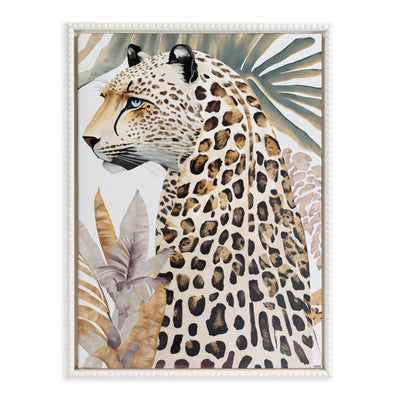 Sylvie Beaded Fern Cheetah Framed Canvas by Inkheart Designs