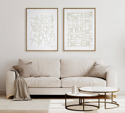 Sylvie Organic Lines Neutral Framed Canvas by kateandlaurel - product image 6 for Resin Society