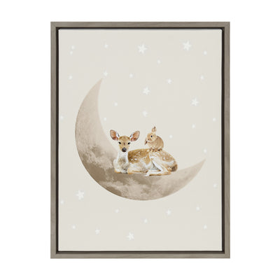 Sylvie On the Moon Framed Canvas by July Art Prints