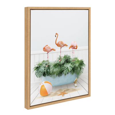 Sylvie Three Flamingos Beach House Bath Framed Canvas by Amy Peterson