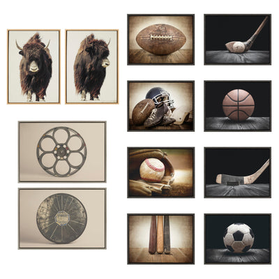 Sylvie Movie Tin and Movie Reel Sepia Framed Canvas Art Set by Saint and Sailor Studios